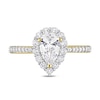 Thumbnail Image 4 of Pear-Shaped and Round White Lab-Created Sapphire Frame Ring in Sterling Silver with Yellow Rhodium
