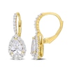 Pear-Shaped and Round White Lab-Created Sapphire Frame Drop Earrings in Sterling Silver with Yellow Rhodium
