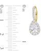Pear-Shaped and Round White Lab-Created Sapphire Frame Drop Earrings in Sterling Silver with Yellow Rhodium