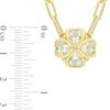 6.0mm Heart-Shaped Green Quartz and Diamond Accent Clover Necklace in Sterling Silver with Yellow Rhodium