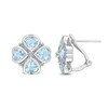Thumbnail Image 1 of 5.0mm Heart-Shaped and Round Sky Blue Topaz Clover Stud Earrings in Sterling Silver