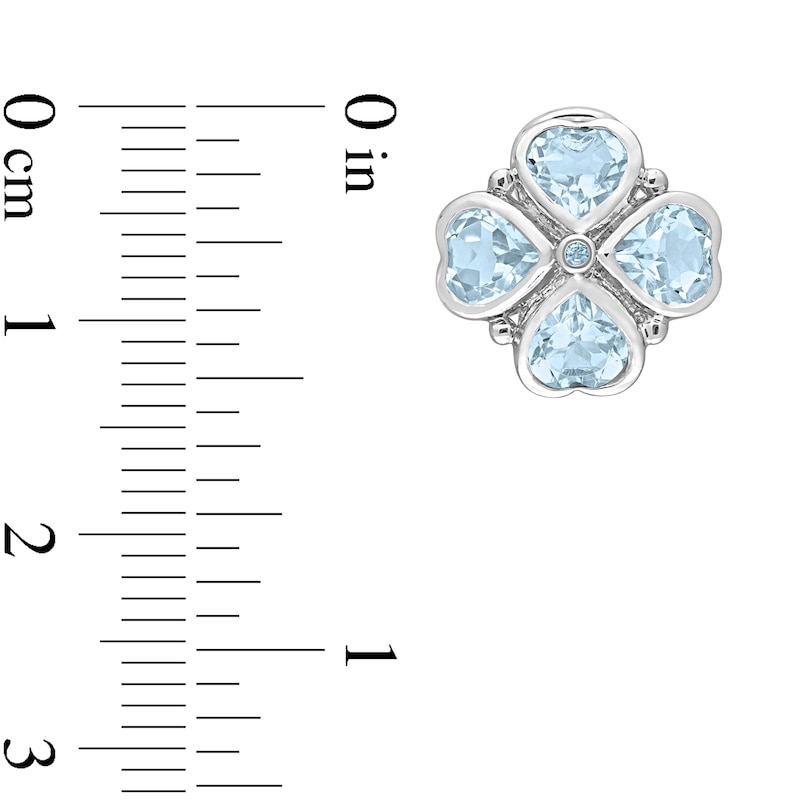 Main Image 3 of 5.0mm Heart-Shaped and Round Sky Blue Topaz Clover Stud Earrings in Sterling Silver