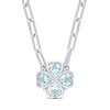 Thumbnail Image 1 of 6.0mm Heart-Shaped Sky Blue Topaz and Diamond Accent Clover Necklace in Sterling Silver