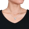 Thumbnail Image 2 of 6.0mm Heart-Shaped Sky Blue Topaz and Diamond Accent Clover Necklace in Sterling Silver