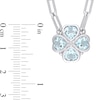 Thumbnail Image 2 of 6.0mm Heart-Shaped Sky Blue Topaz and Diamond Accent Clover Necklace in Sterling Silver