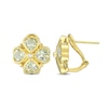 Thumbnail Image 1 of 5.0mm Heart-Shaped and Round Green Quartz Clover Stud Earrings in Sterling Silver with Yellow Rhodium