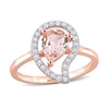 Thumbnail Image 1 of Pear-Shaped Morganite and White Topaz Frame Ring in Sterling Silver with Rose Rhodium