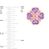 Thumbnail Image 3 of 5.0mm Heart-Shaped and Round Amethyst Clover Stud Earrings in Sterling Silver with Rose Rhodium