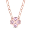 Thumbnail Image 1 of 6.0mm Heart-Shaped Amethyst and Diamond Accent Clover Necklace in Sterling Silver with Rose Rhodium