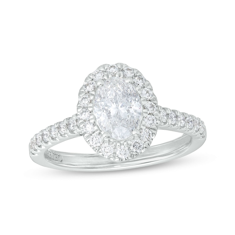 Celebration Infinite™ Canadian Certified Oval Centre Diamond 1.45 CT. T.W. Frame Engagement Ring in 14K White Gold