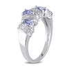 Thumbnail Image 2 of Pear-Shaped and Round Tanzanite Four Stone Ribbon Alternating Ring in Sterling Silver