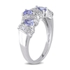 Thumbnail Image 3 of Pear-Shaped and Round Tanzanite Four Stone Ribbon Alternating Ring in Sterling Silver