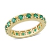 Thumbnail Image 1 of Lab-Created Emerald Vintage-Style Eternity Band in Sterling Silver with Yellow Rhodium