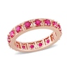 Thumbnail Image 0 of Lab-Created Ruby Vintage-Style Eternity Band in Sterling Silver with Rose Rhodium