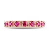 Thumbnail Image 4 of Lab-Created Ruby Vintage-Style Eternity Band in Sterling Silver with Rose Rhodium