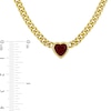 Thumbnail Image 2 of 8.0mm Heart-Shaped Lab-Created Ruby Solitaire Curb Chain Necklace in Sterling Silver with Yellow Rhodium