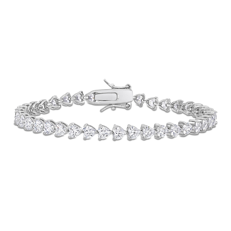 4.0mm Heart-Shaped White Lab-Created Sapphire Tennis Bracelet in Sterling Silver - 7.5"|Peoples Jewellers