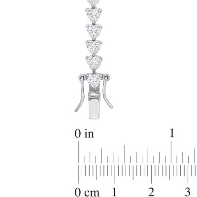 4.0mm Heart-Shaped White Lab-Created Sapphire Tennis Bracelet in Sterling Silver - 7.5"