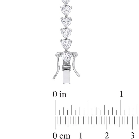 4.0mm Heart-Shaped White Lab-Created Sapphire Tennis Bracelet in Sterling Silver - 7.5"