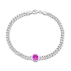 Thumbnail Image 0 of 7.0mm Pink Lab-Created Sapphire Solitaire Curb Chain Bracelet in Sterling Silver - 7.5"