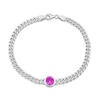 7.0mm Lab-Created Sapphire Solitaire Curb Chain Bracelet in Sterling Silver