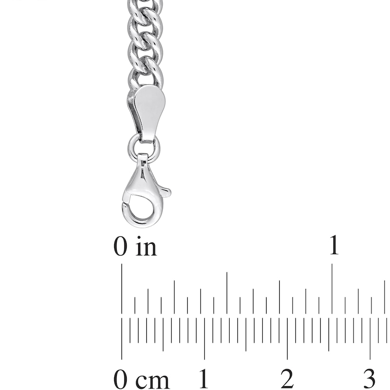 7.0mm Lab-Created Sapphire Solitaire Curb Chain Bracelet in Sterling Silver