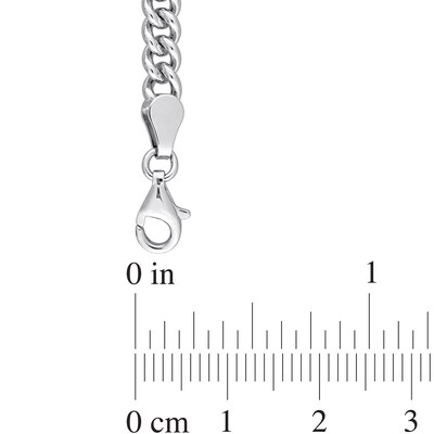7.0mm Lab-Created Ruby Solitaire Curb Chain Necklace in Sterling Silver - 17.5"