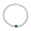 Thumbnail Image 1 of Octagonal Lab-Created Emerald Solitaire Curb Chain Bracelet in Sterling Silver - 7.5"