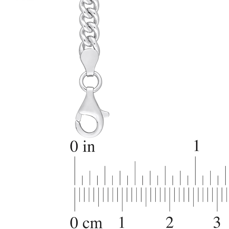 Main Image 3 of Octagonal Lab-Created Emerald Solitaire Curb Chain Bracelet in Sterling Silver - 7.5"