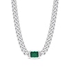 Thumbnail Image 1 of Octagonal Lab-Created Emerald Solitaire Curb Chain Necklace in Sterling Silver