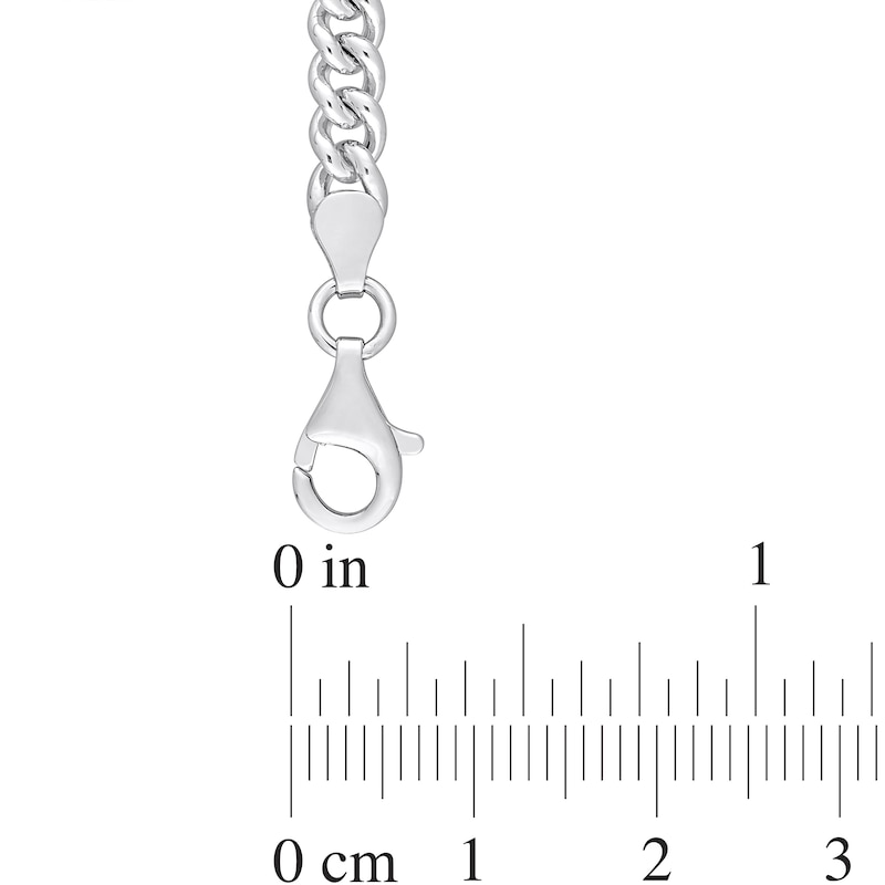 Main Image 4 of Octagonal Lab-Created Emerald Solitaire Curb Chain Necklace in Sterling Silver