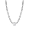 7.0mm White Lab-Created Sapphire Solitaire Curb Chain Necklace in Sterling Silver - 17.5"