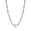 Thumbnail Image 0 of 7.0mm White Lab-Created Sapphire Solitaire Curb Chain Necklace in Sterling Silver - 17.5"