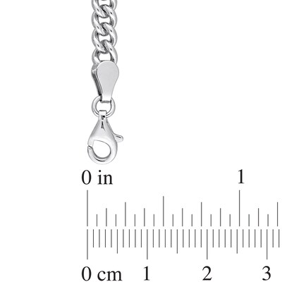 7.0mm White Lab-Created Sapphire Solitaire Curb Chain Necklace in Sterling Silver - 17.5"