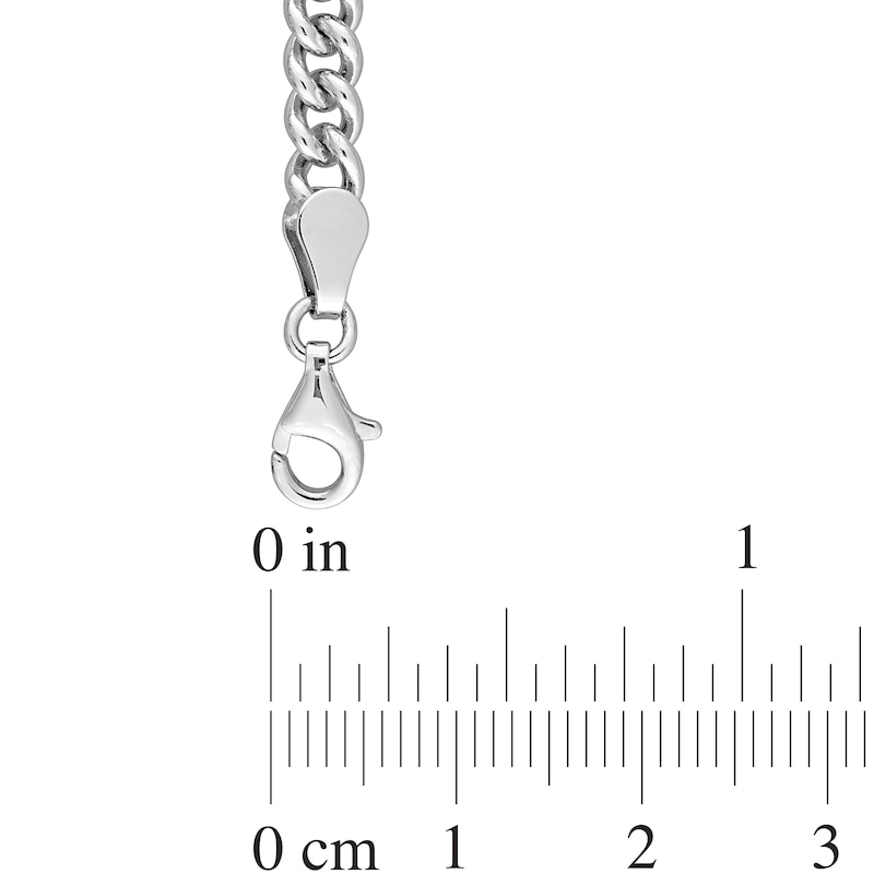 7.0mm White Lab-Created Sapphire Solitaire Curb Chain Necklace in Sterling Silver - 17.5"