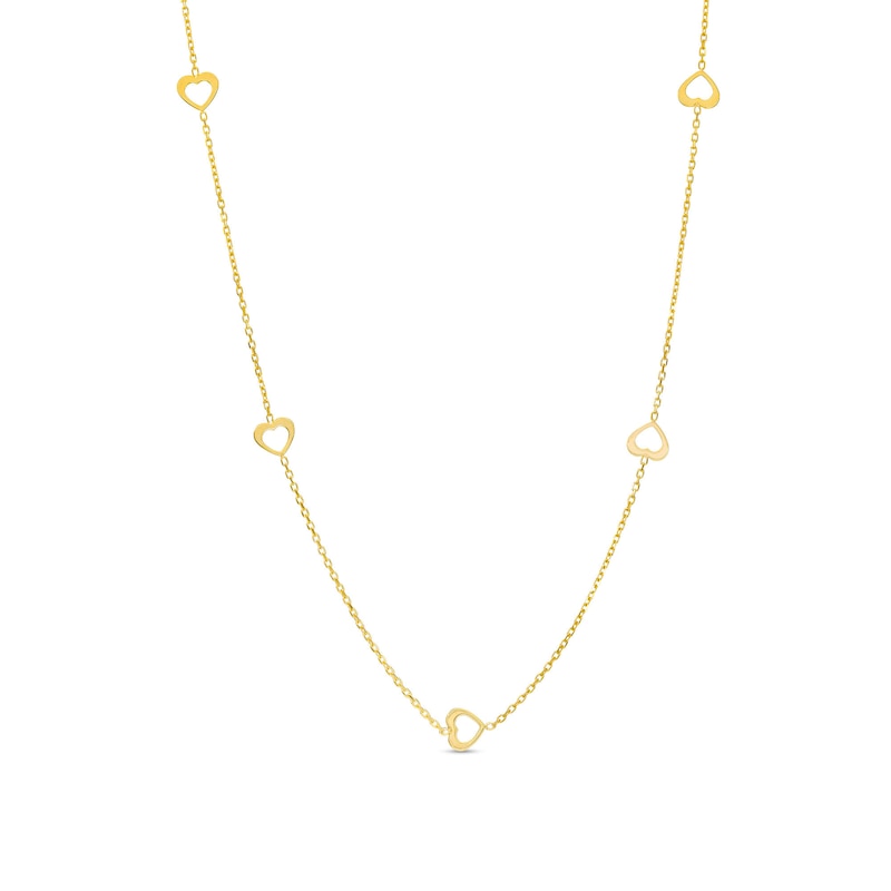 Heart Outline Station Necklace in 10K Gold