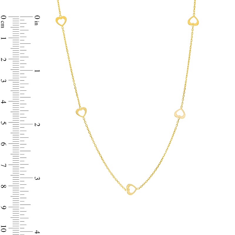 Heart Outline Station Necklace in 10K Gold