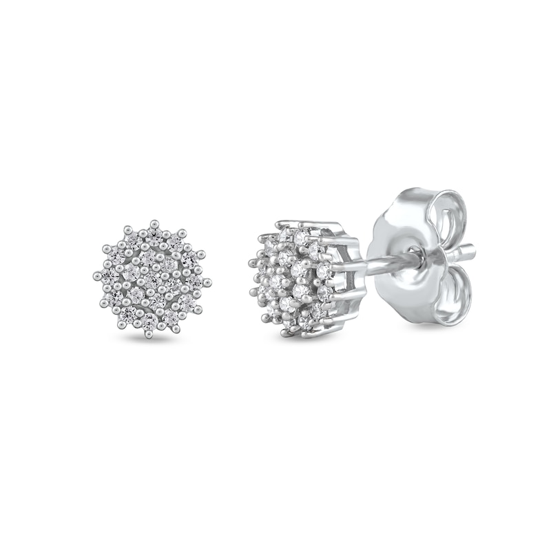 0.13 CT. T.W. Diamond Flower Stud Earrings in 10K White Gold|Peoples Jewellers