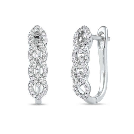 0.25 CT. T.W. Diamond Multi-Link U-Hoop Earrings in 10K White Gold