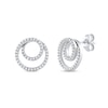 Thumbnail Image 1 of 0.25 CT. T.W. Diamond Swirl Double Circle Stud Earrings in 10K White Gold