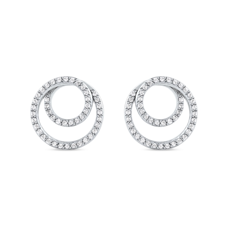 0.25 CT. T.W. Diamond Swirl Double Circle Stud Earrings in 10K Gold