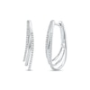 Thumbnail Image 1 of 0.25 CT. T.W. Diamond Triple Layer Oval Hoop Earrings in 10K White Gold