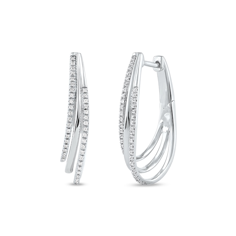 0.25 CT. T.W. Diamond Triple Layer Oval Hoop Earrings in 10K Gold