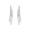 Thumbnail Image 2 of 0.25 CT. T.W. Diamond Triple Layer Oval Hoop Earrings in 10K White Gold