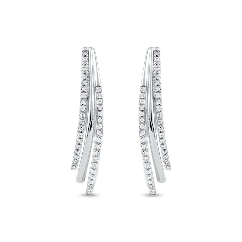 0.25 CT. T.W. Diamond Triple Layer Oval Hoop Earrings in 10K Gold