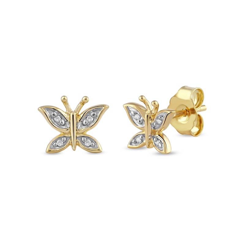 Main Image 1 of Diamond Accent Butterfly Stud Earrings in 10K Gold