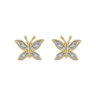 Diamond Accent Butterfly Stud Earrings in 10K Gold