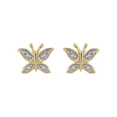 Diamond Accent Butterfly Stud Earrings in 10K Gold