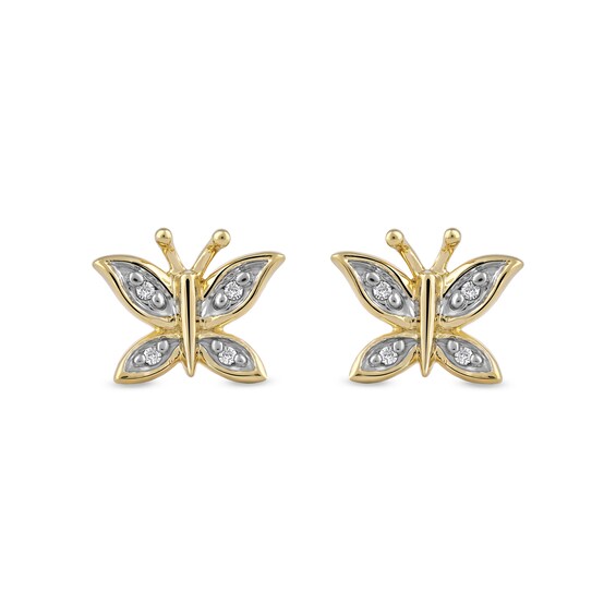 Diamond Accent Butterfly Stud Earrings in 10K Gold