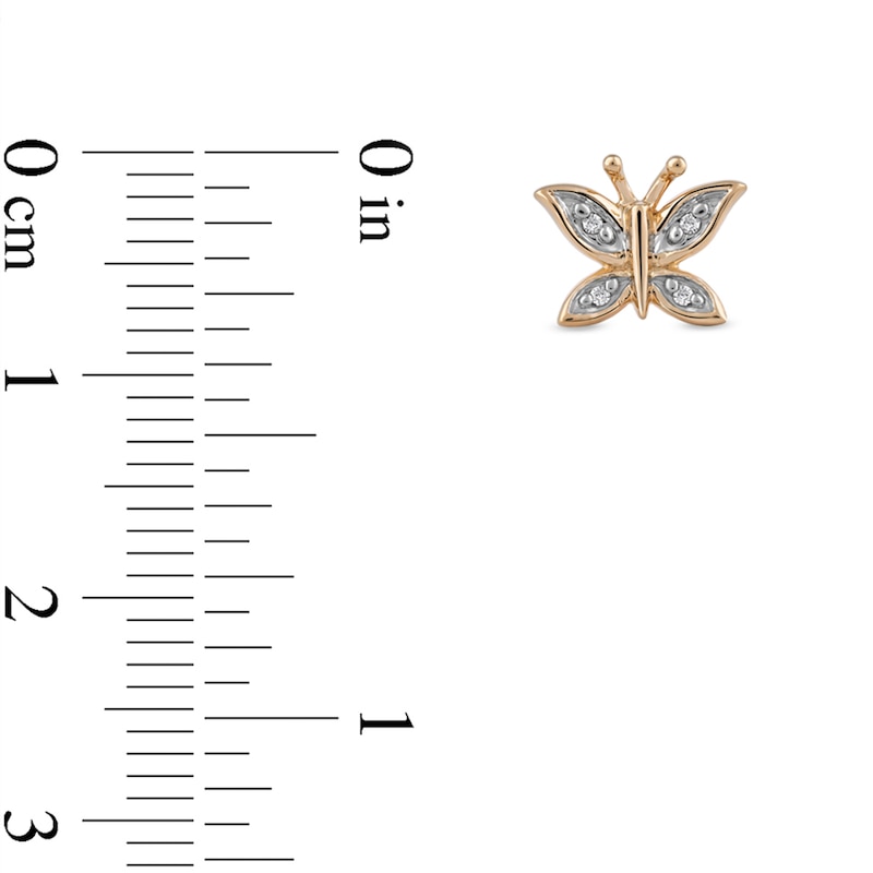 Main Image 4 of Diamond Accent Butterfly Stud Earrings in 10K Gold